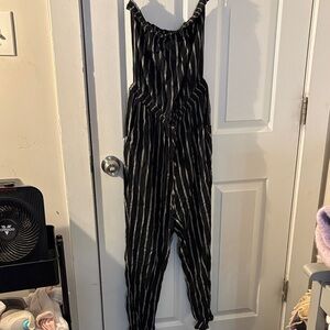 Forever 21 Black and White Striped Jumpsuit